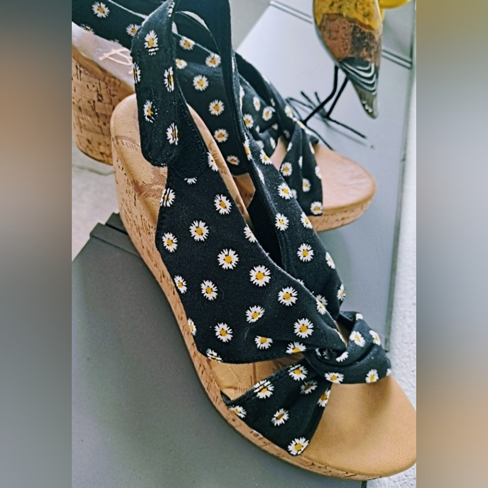 Daisy Peeptoe Cork Wedge Sandals